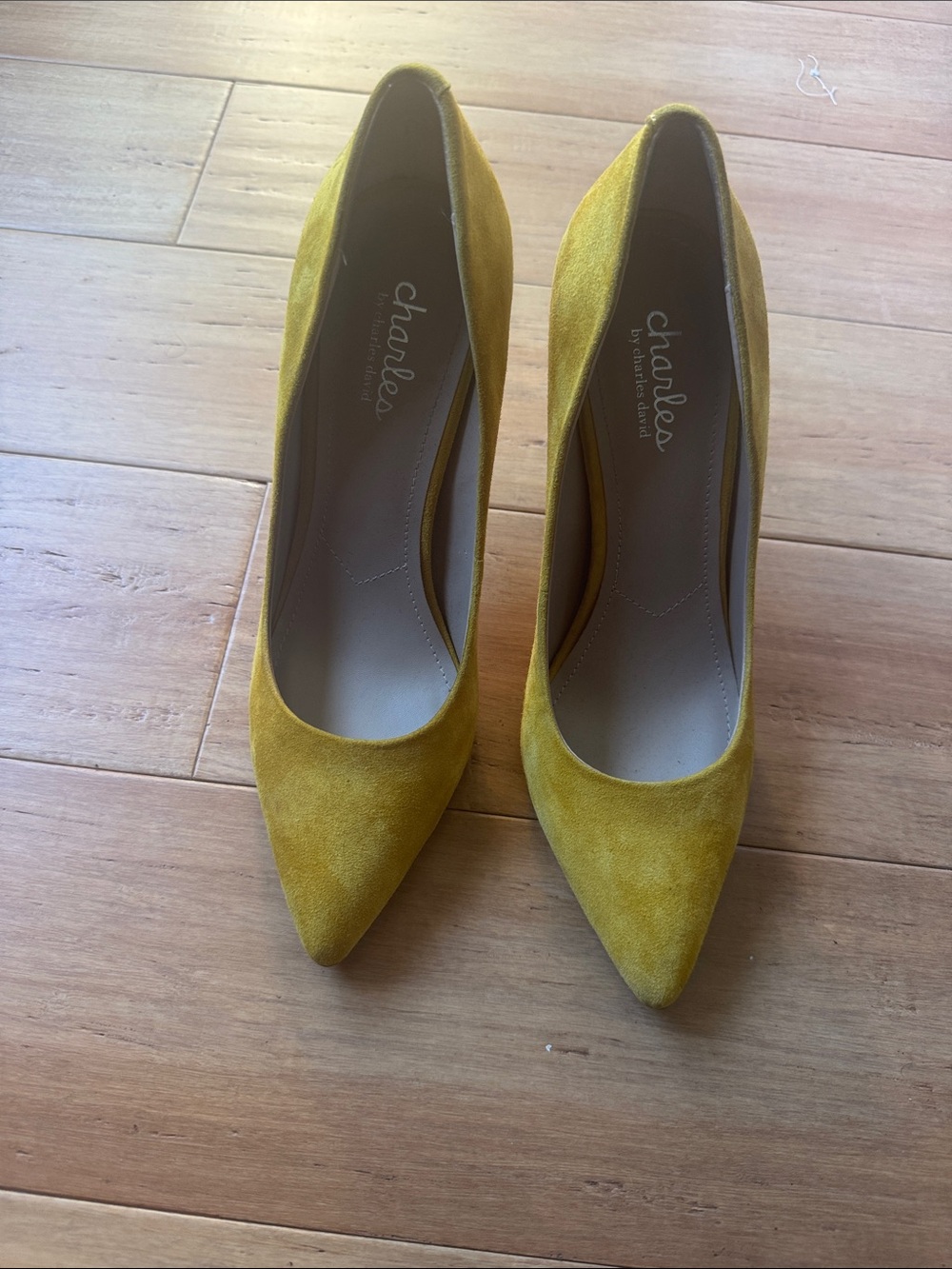 Charles By Charles David Yellow Suede Pointed-Toe Pumps